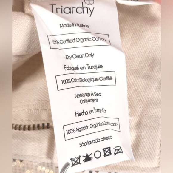 TRIARCHY Ms.Triarchy Crystal Embellished Denim Mini Skirt ORGANIC COTTON Size 24 - Picture 16 of 16